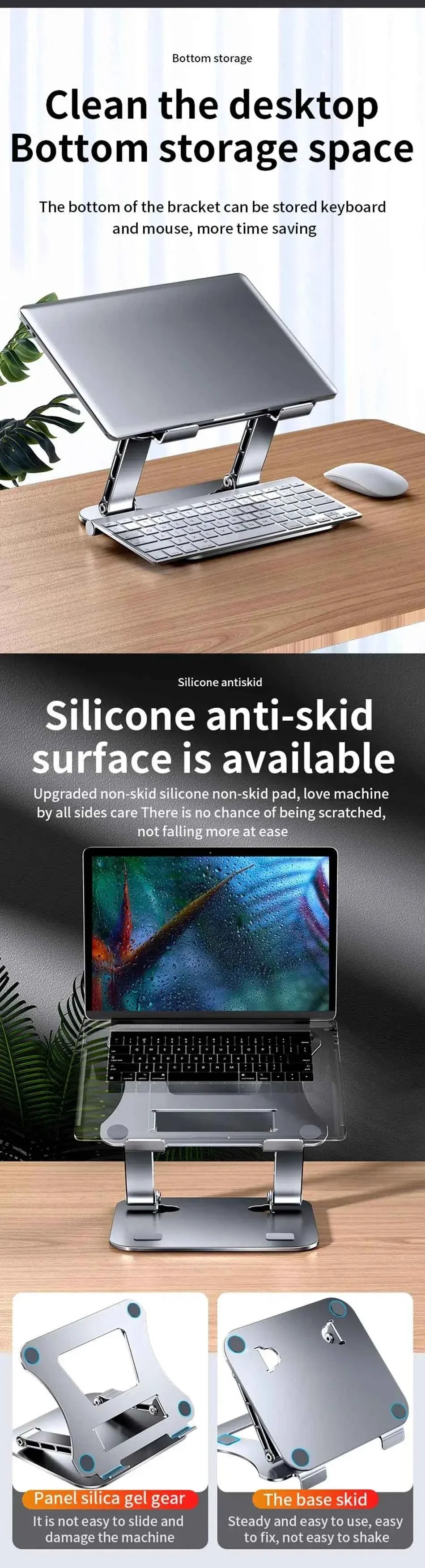 Laptop Stand Adjustable Aluminum Alloy Notebook Tablet Stand Up to 17 Inch Laptop Portable Fold Holder Cooling Bracket Support