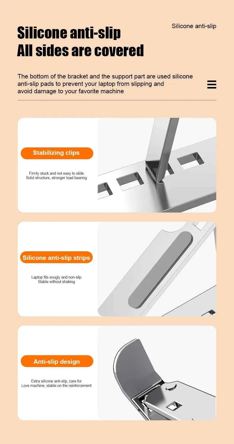 Aluminum Alloy Laptop Holder Stand Adjustable Foldable Portable for Notebook Computer Bracket Lifting Cooling Holder Non-slip