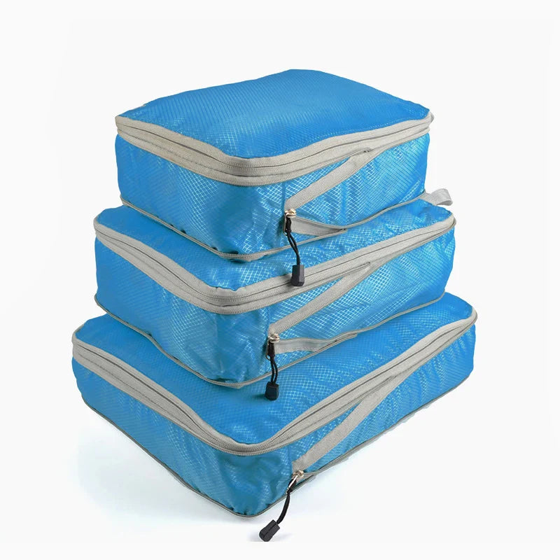 Travel Compression Packing Cubes Suitcase Luggage Organizer Set Zipper Foldable Storage Bag for Clothes Shoes Travel Accessories