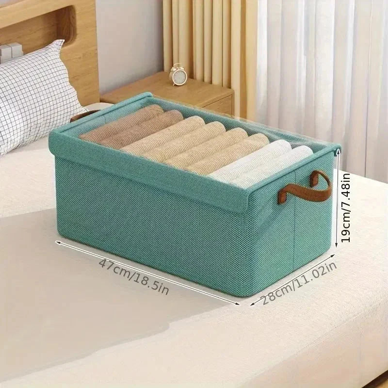 Covered clothing storage box, layered wardrobe organizer, foldable storage basket, underwear foldable storage basket