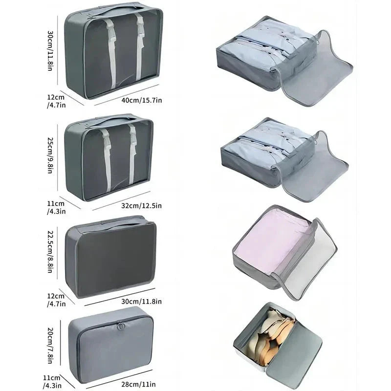 8/9/10/11 Pcs Set Travel Organizer Storage Bags Suitcase Packing Cubes Set Cases Portable Luggage Clothe Shoe Tidy Pouch Folding