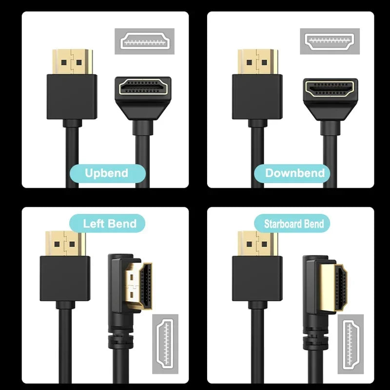 90 Degree HDMI 2.0 Cable - Graphene Enhanced for Space-Saving Installations | 8K, 3D & High Refresh Rate Aux Cable Hdmi Cable