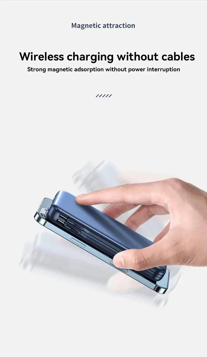 Xiaomi 50000mAh Portable Wireless Charging Power Bank Magnetic Charging Built-in Wire Mobile Phone Battery For Iphone Samsung