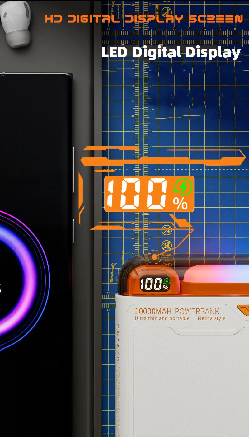 10000mAh Wireless Power Bank with Stand USB C Cable PD20W Fast Charging Magnetic External Spare Battery for IPhone Samsung Xiaom