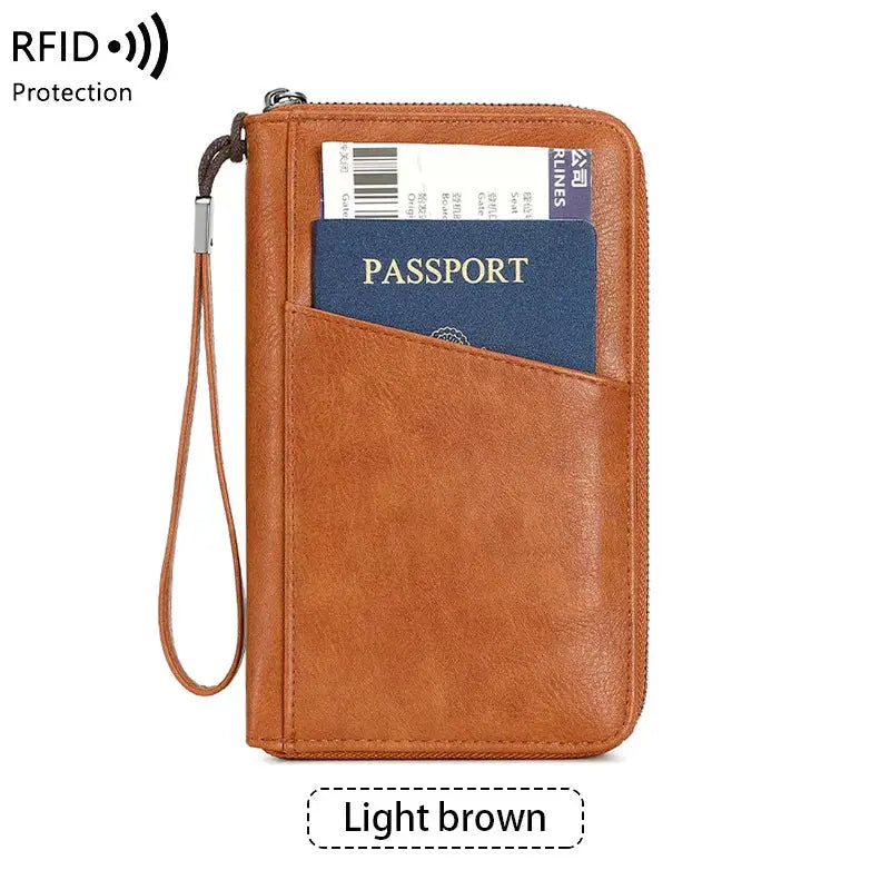 New Travel Passport Clip Wallet Women and Men Multifunctional PU Leather Card Holde RFID Anti Theft Swiping Wallets Storage Bag