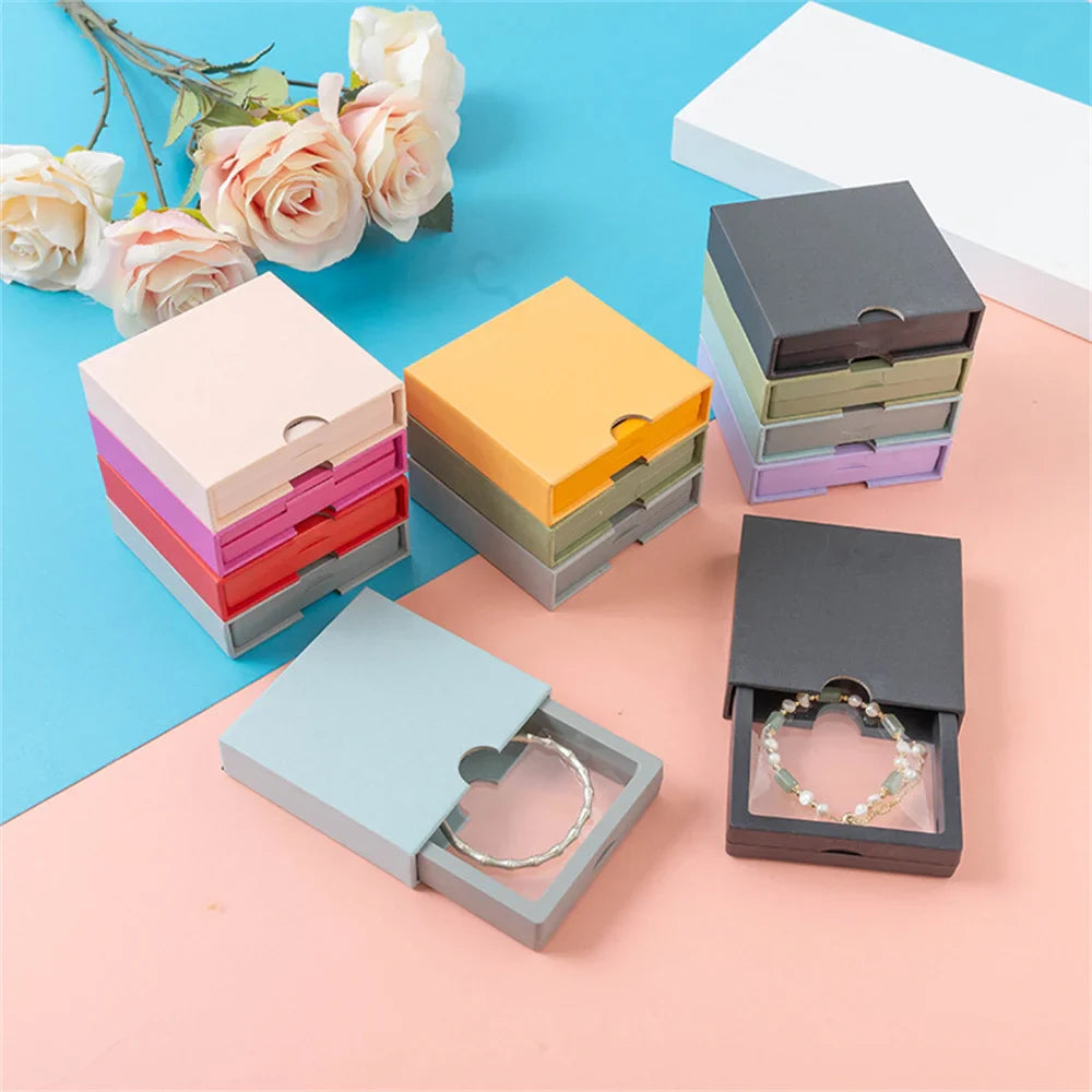 Drawer Jewelry Packaging Box Nail Earrings Necklace Ring Storage PE Film Suspension Anti-oxidation Gift Box Jewelry Box Joyero