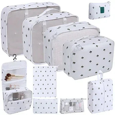 8/9/10/11 Pcs Set Travel Organizer Storage Bags Suitcase Packing Cubes Set Cases Portable Luggage Clothe Shoe Tidy Pouch Folding