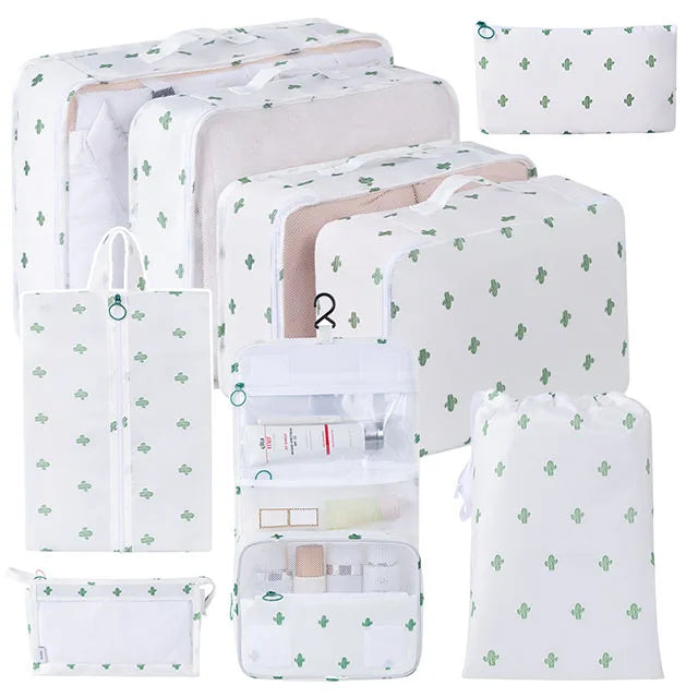 8/9/10/11 Pcs Set Travel Organizer Storage Bags Suitcase Packing Cubes Set Cases Portable Luggage Clothe Shoe Tidy Pouch Folding