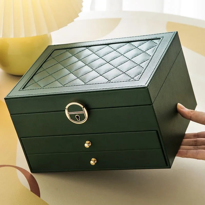 Three-layer Jewelry Storage Box for High-end Exquisite Necklaces, Earrings,Gold Jewelry and Hand Accessories with Large Capacity