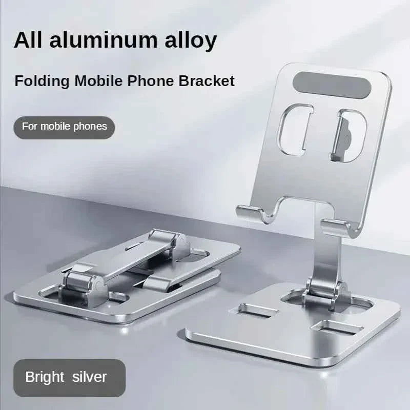 Universal Aluminum Alloy Foldable Desk Phone Holder Mount Stand For iPhone 15 14 Mobile Phone Holder Tablet Desktop Metal Holder