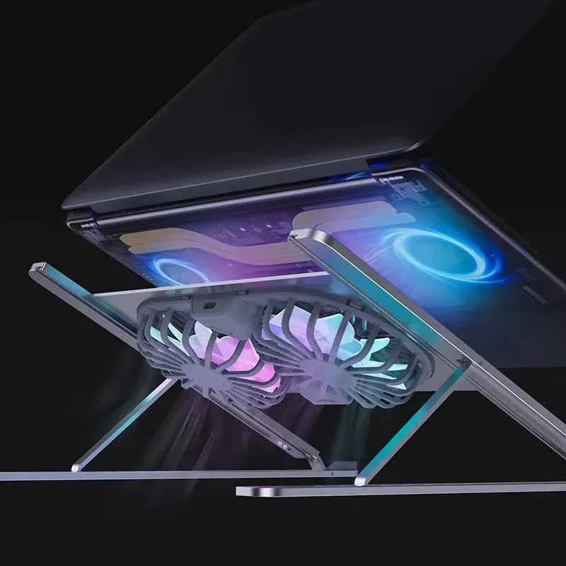 Desktop Aluminum Alloy Adjustable Big Fans Cooling Laptop Stand for 14 to 17.3inch Laptops