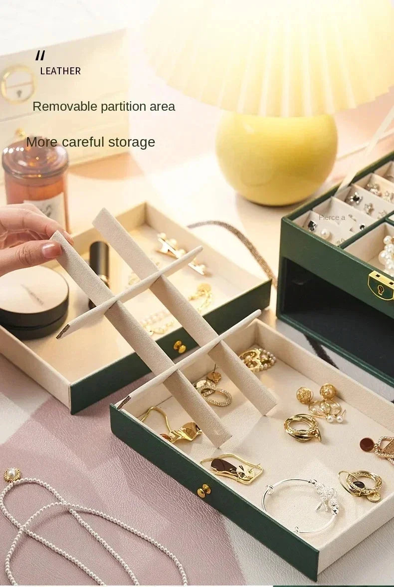 Three-layer Jewelry Storage Box for High-end Exquisite Necklaces, Earrings,Gold Jewelry and Hand Accessories with Large Capacity