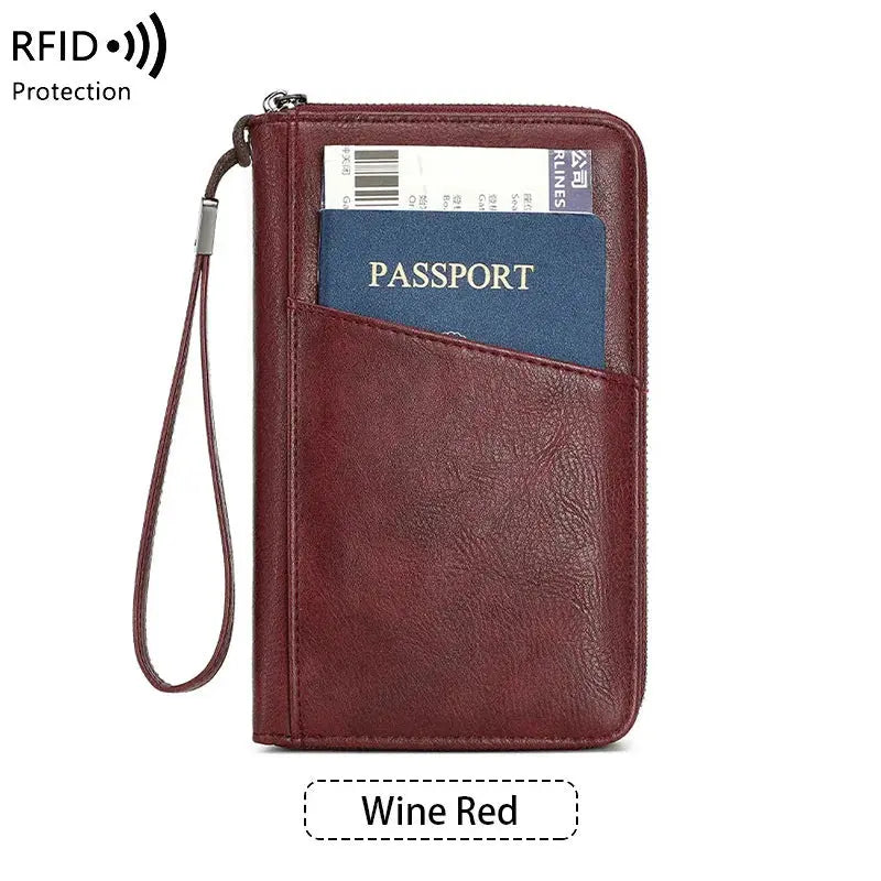 New Travel Passport Clip Wallet Women and Men Multifunctional PU Leather Card Holde RFID Anti Theft Swiping Wallets Storage Bag