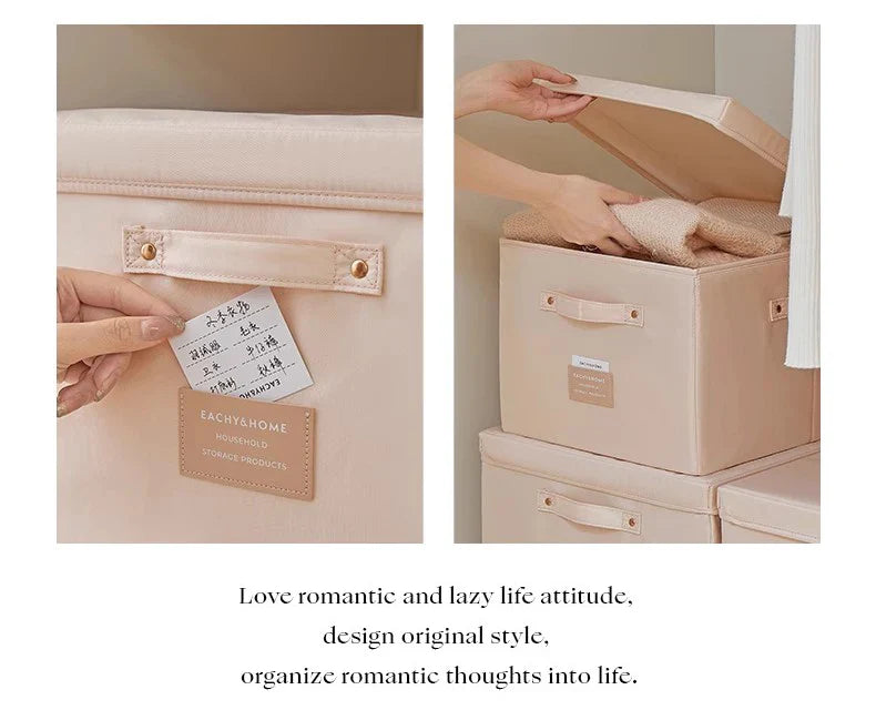 Fabric Foldable Storage Box With Lid Organizer For Clothes Large Capacity Quilt Blanket Toy Storage Closet Wardrobe Organizer