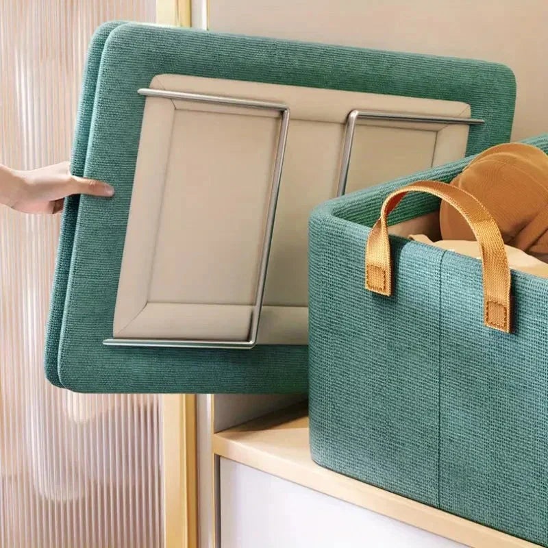 Covered clothing storage box, layered wardrobe organizer, foldable storage basket, underwear foldable storage basket