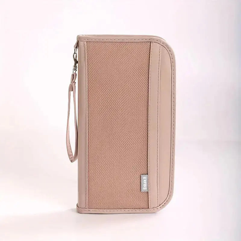 Boarding Passport Ticket Organizer - Secure passport wallet with multiple card slots and quick scan ID, RFID blocking-tan