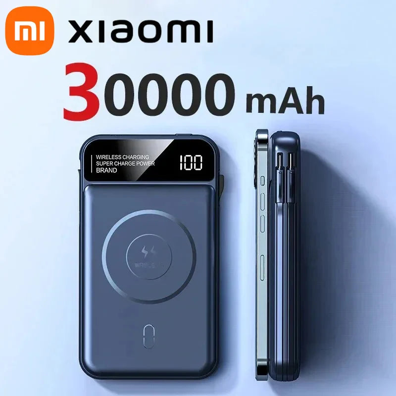 Xiaomi 50000mAh Portable Wireless Charging Power Bank Magnetic Charging Built-in Wire Mobile Phone Battery For Iphone Samsung
