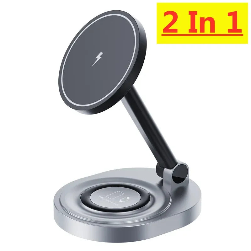 3 In 1 Foldable Wireless Charger Stand Pad Fast Magnetic Charging Station Dock for iPhone 15 14 13 12 Pro Max Mini Airpods 3/2