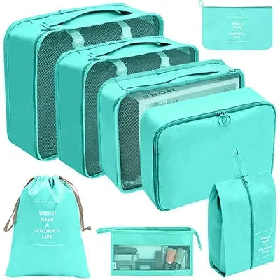 8/9/10/11 Pcs Set Travel Organizer Storage Bags Suitcase Packing Cubes Set Cases Portable Luggage Clothe Shoe Tidy Pouch Folding