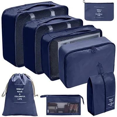 8/9/10/11 Pcs Set Travel Organizer Storage Bags Suitcase Packing Cubes Set Cases Portable Luggage Clothe Shoe Tidy Pouch Folding