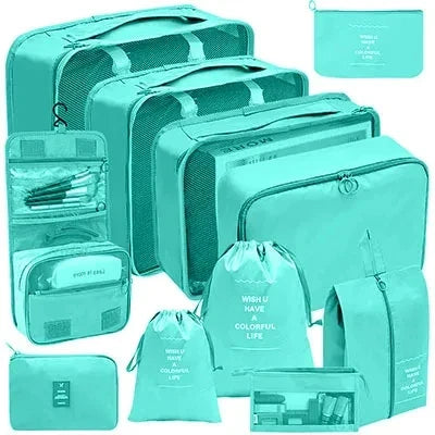 8/9/10/11 Pcs Set Travel Organizer Storage Bags Suitcase Packing Cubes Set Cases Portable Luggage Clothe Shoe Tidy Pouch Folding