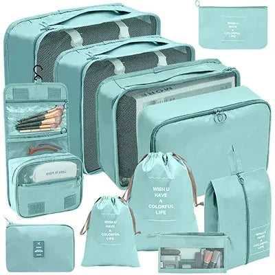8/9/10/11 Pcs Set Travel Organizer Storage Bags Suitcase Packing Cubes Set Cases Portable Luggage Clothe Shoe Tidy Pouch Folding