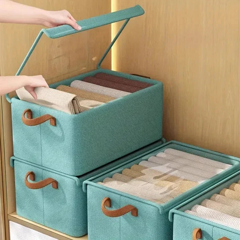 Covered clothing storage box, layered wardrobe organizer, foldable storage basket, underwear foldable storage basket