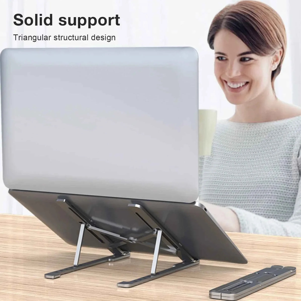 Aluminum Alloy Magnetic Laptop Stand With 8-Level Adjustment, Ventilation and Heat Dissipation, Equipped With Silicone Anti-Slip