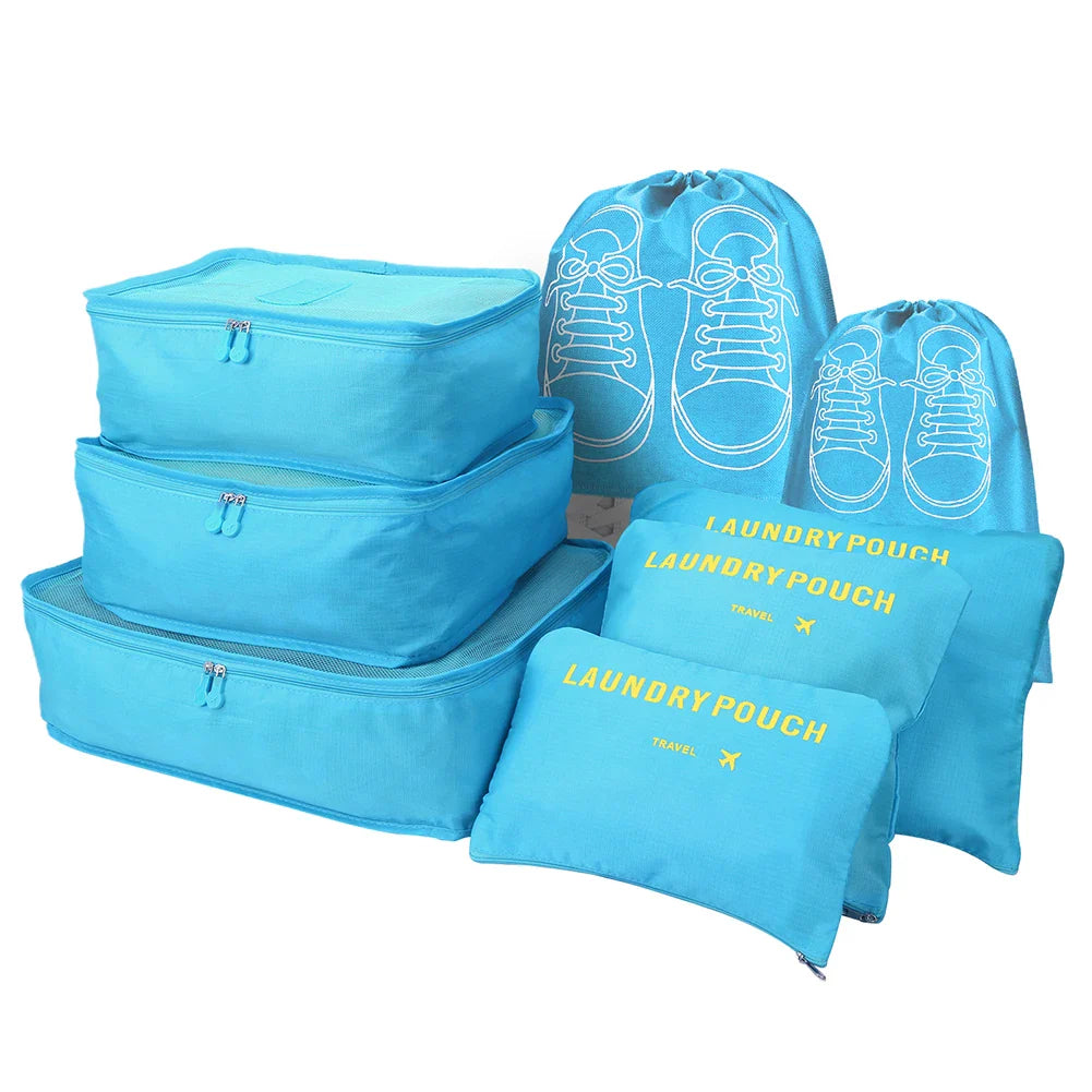 8/7/6 Pieces Set Travel Organizer Storage Bags Suitcase Packing Cubes Set Cases Portable Folding Luggage Clothes Shoe Tidy Pouch