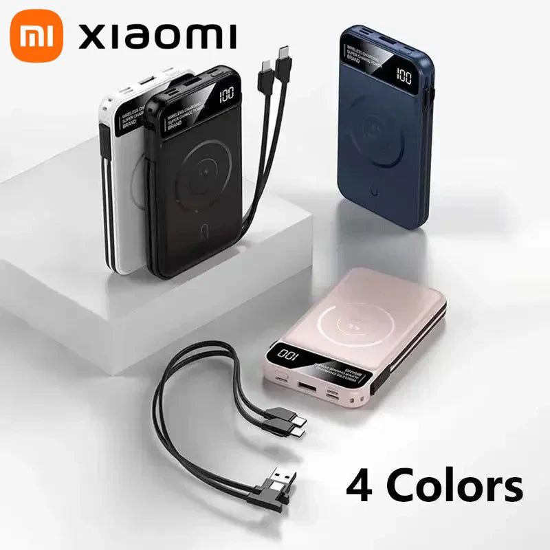 Xiaomi 50000mAh Portable Wireless Charging Power Bank Magnetic Charging Built-in Wire Mobile Phone Battery For Iphone Samsung