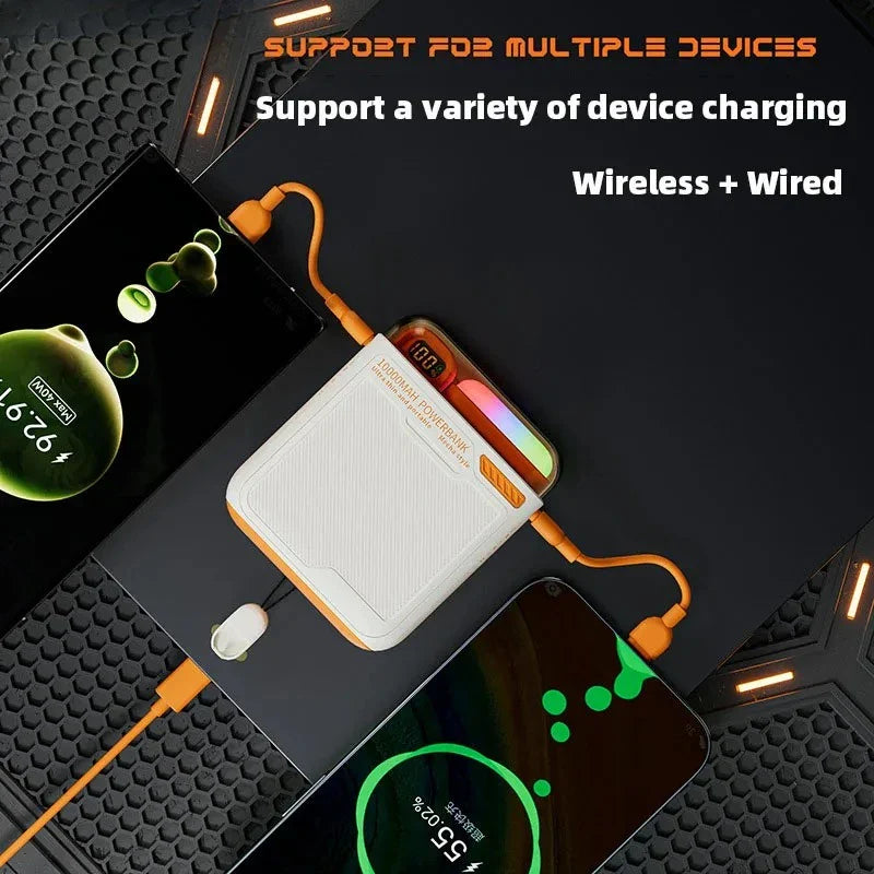 10000mAh Wireless Power Bank with Stand USB C Cable PD20W Fast Charging Magnetic External Spare Battery for IPhone Samsung Xiaom