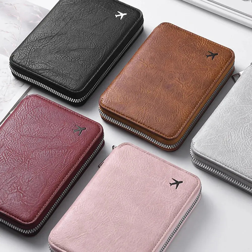 Zippered ID passport case, large capacity ticket organizer card case, travel passport holder A-DH
