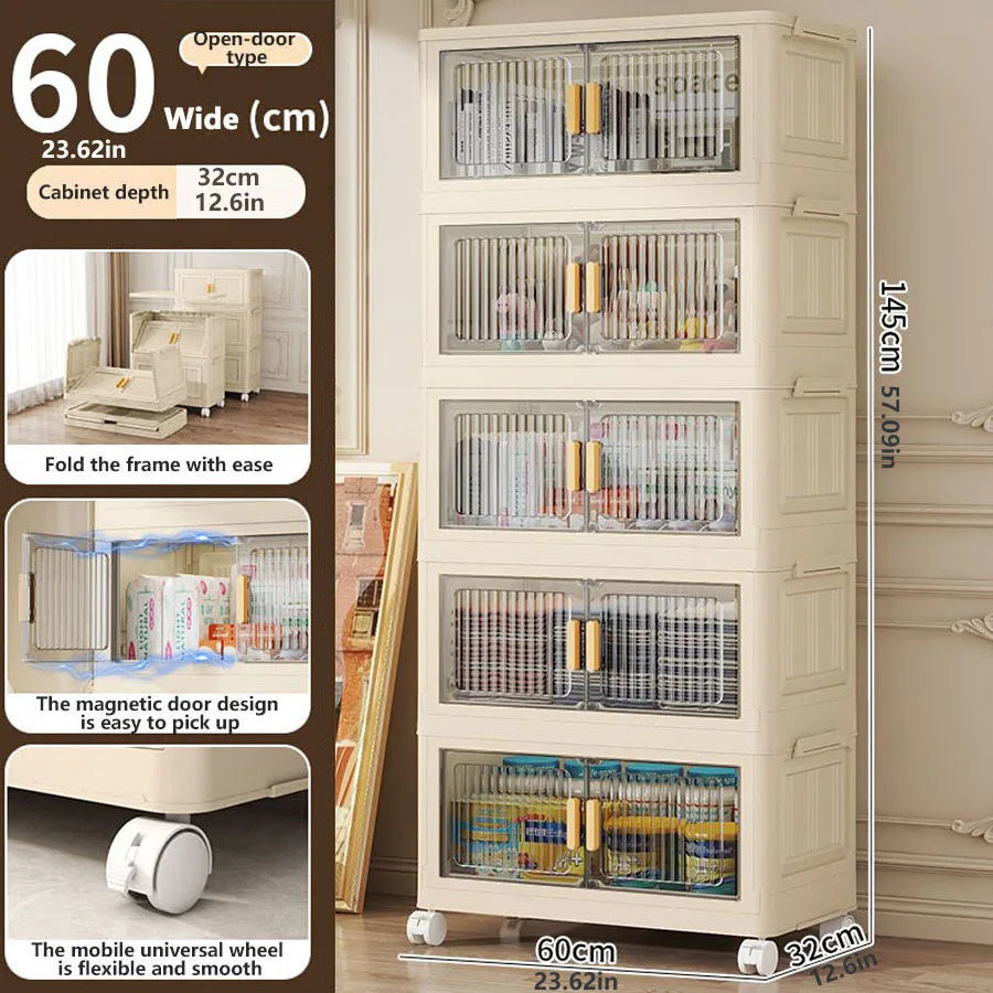 1/2/3/4/5 layers Multifunction Storage Cabinet Foldable Dustproof Wardrobe Easy-to-Install Storage Boxes