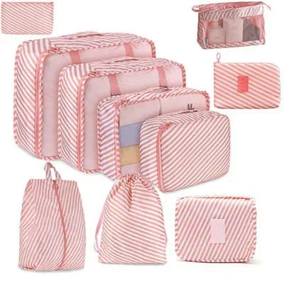 8/9/10/11 Pcs Set Travel Organizer Storage Bags Suitcase Packing Cubes Set Cases Portable Luggage Clothe Shoe Tidy Pouch Folding