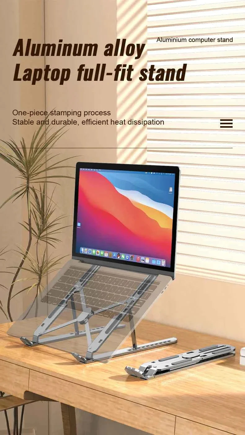 Aluminum Alloy Laptop Holder Stand Adjustable Foldable Portable for Notebook Computer Bracket Lifting Cooling Holder Non-slip