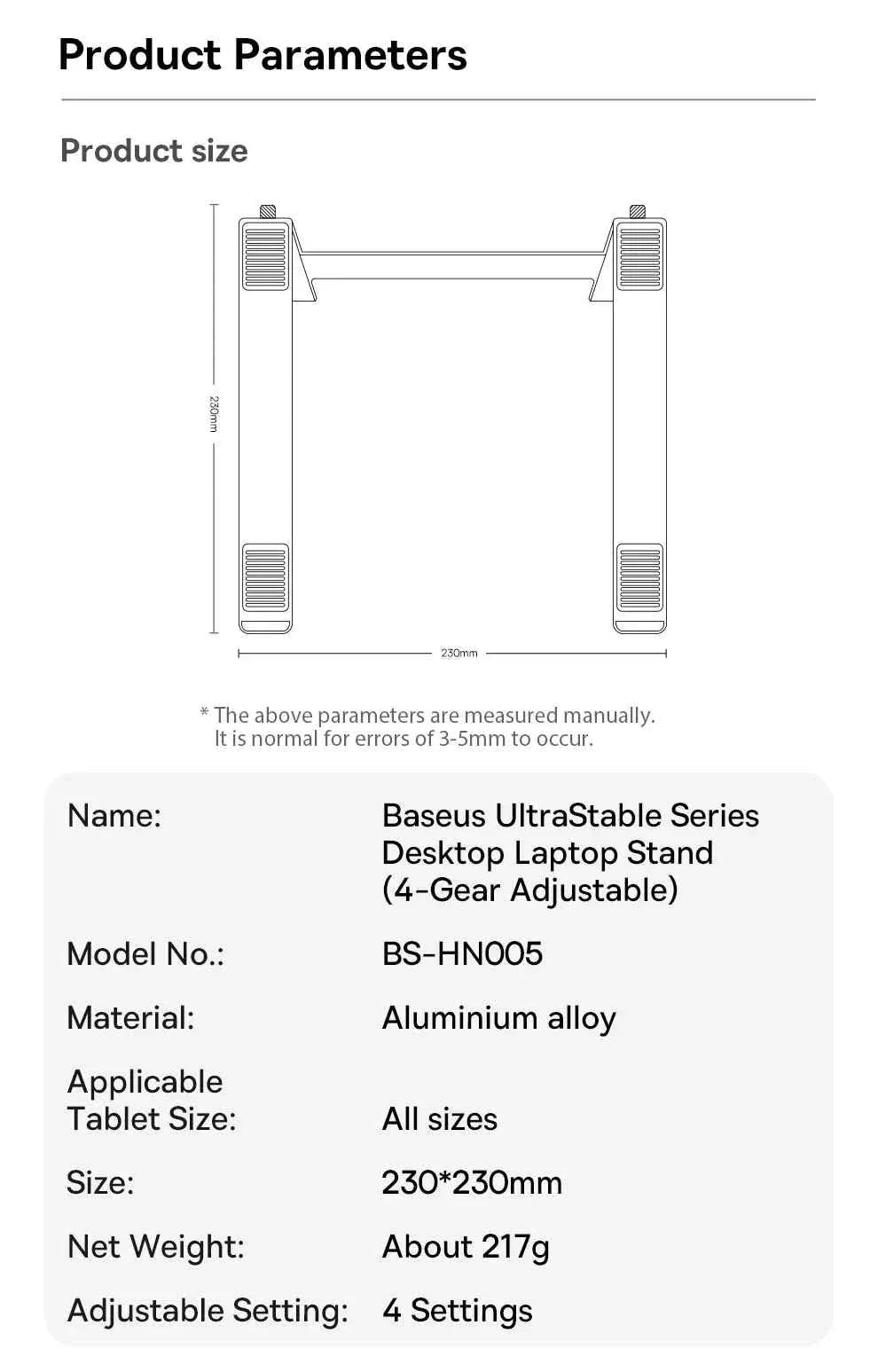 Baseus Adjustable Laptop Stand Aluminum Portable Notebook Support Holder for Macbook Air Pro Computer Stand Cooling Bracket