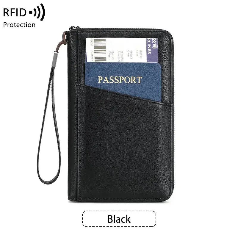 New Travel Passport Clip Wallet Women and Men Multifunctional PU Leather Card Holde RFID Anti Theft Swiping Wallets Storage Bag