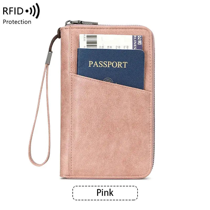 New Travel Passport Clip Wallet Women and Men Multifunctional PU Leather Card Holde RFID Anti Theft Swiping Wallets Storage Bag