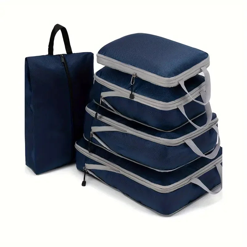 Travel Compression Packing Cubes Suitcase Luggage Organizer Set Zipper Foldable Storage Bag for Clothes Shoes Travel Accessories
