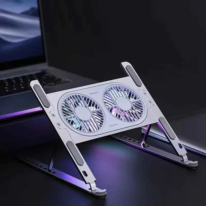 Desktop Aluminum Alloy Adjustable Big Fans Cooling Laptop Stand for 14 to 17.3inch Laptops