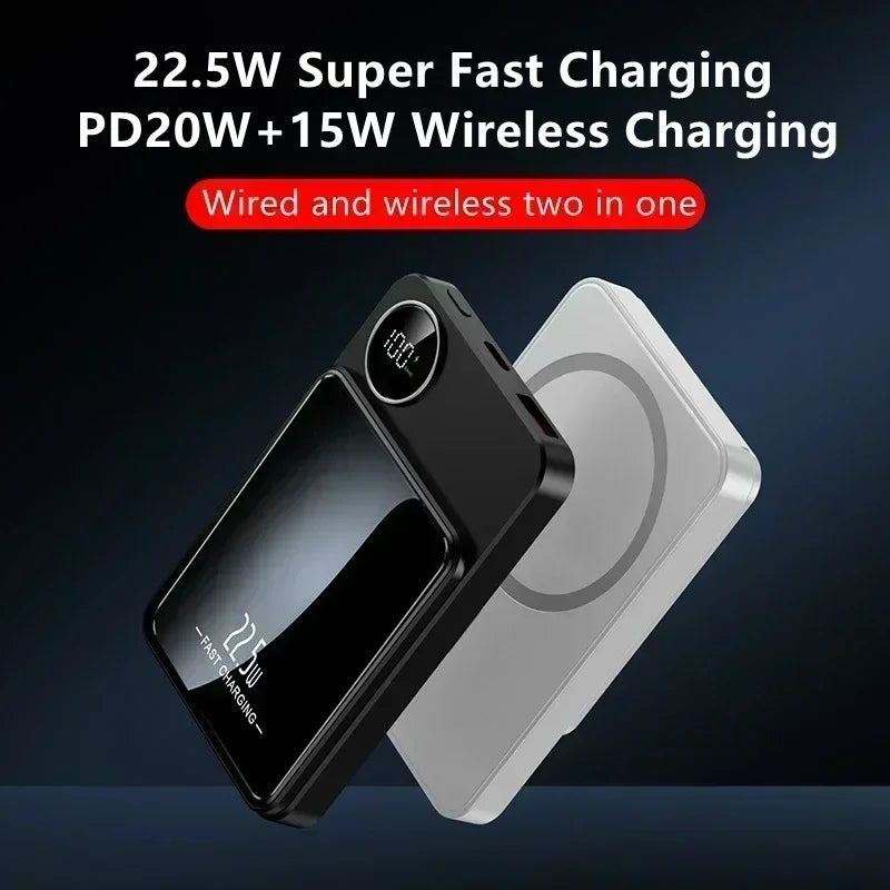 30000mAh MagSafe Power Bank - 15W Magnetic Wireless Charger with PD Fast Charge for iPhone 15/14/13 (Qi-Certified for Android)