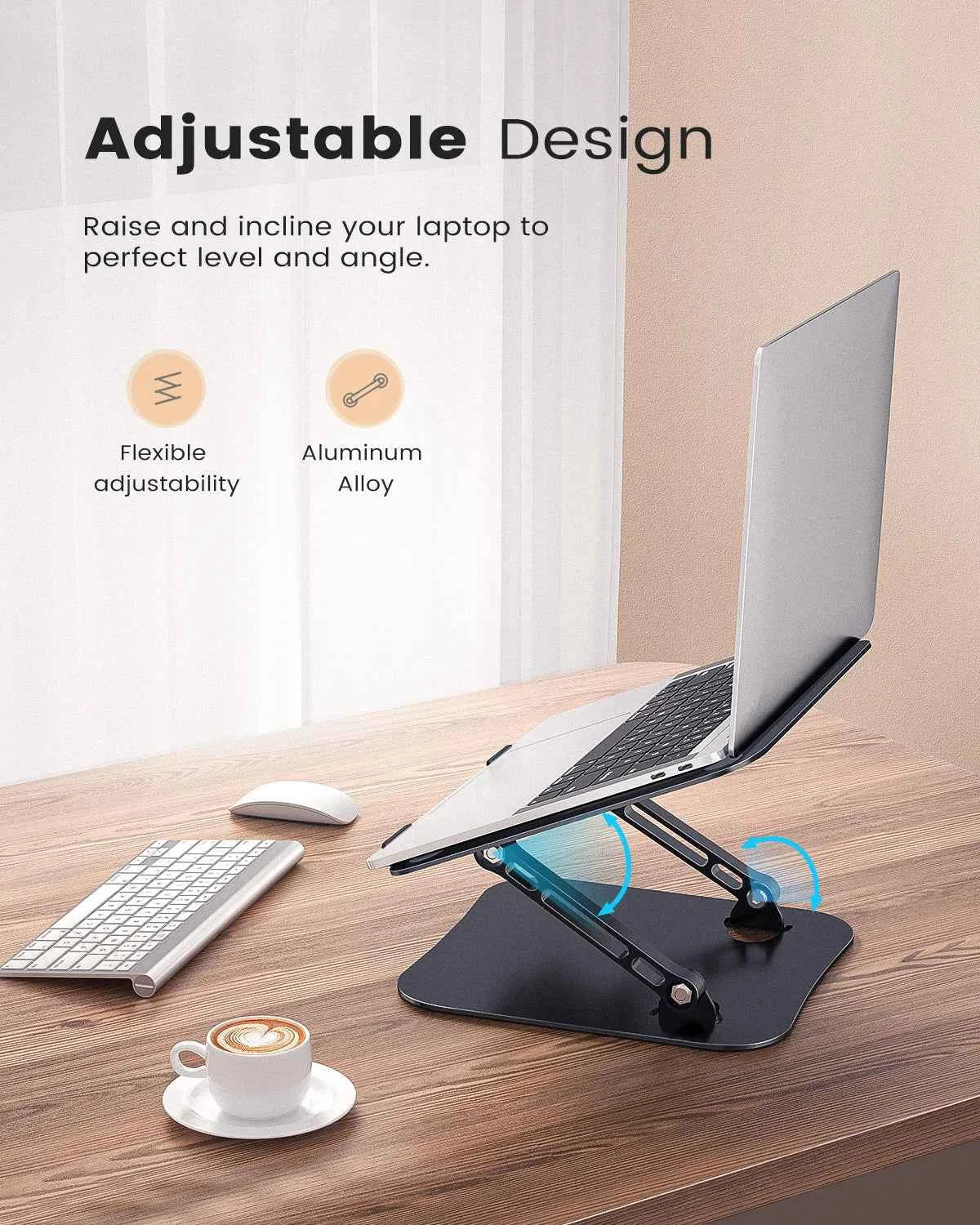 ST01 Portable 11–16-inch Adjustable Laptop Stand Computer Stand Sturdy Aluminum for Desk Foldable Laptop Holder Notebook Tablet