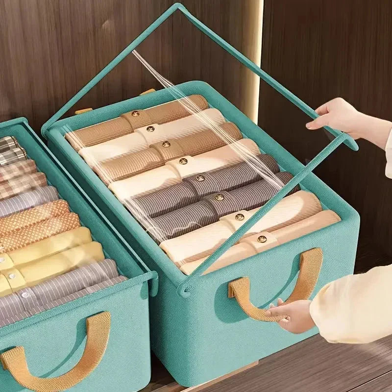 Covered clothing storage box, layered wardrobe organizer, foldable storage basket, underwear foldable storage basket