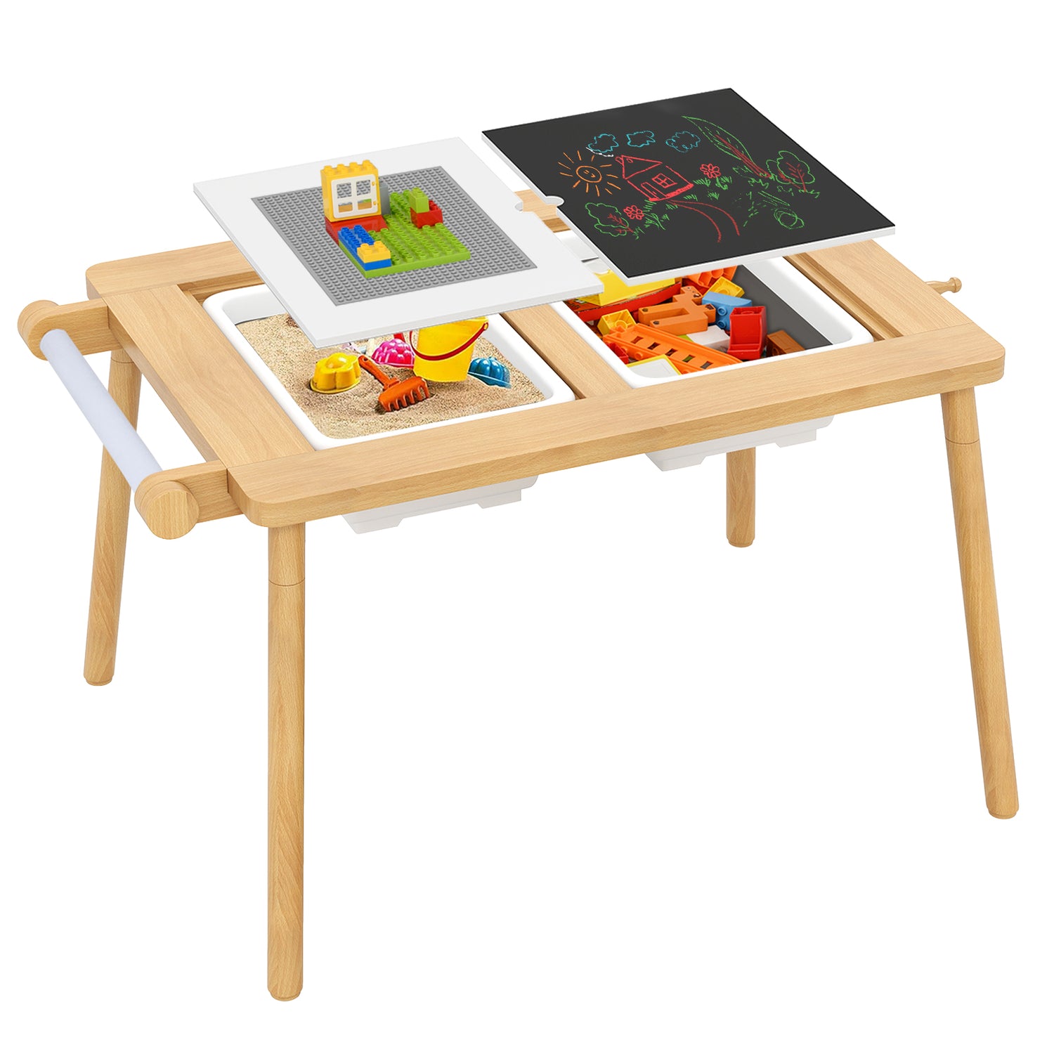 Sensory Table and Chair Set for Kids 2-8 with Foldable Bins