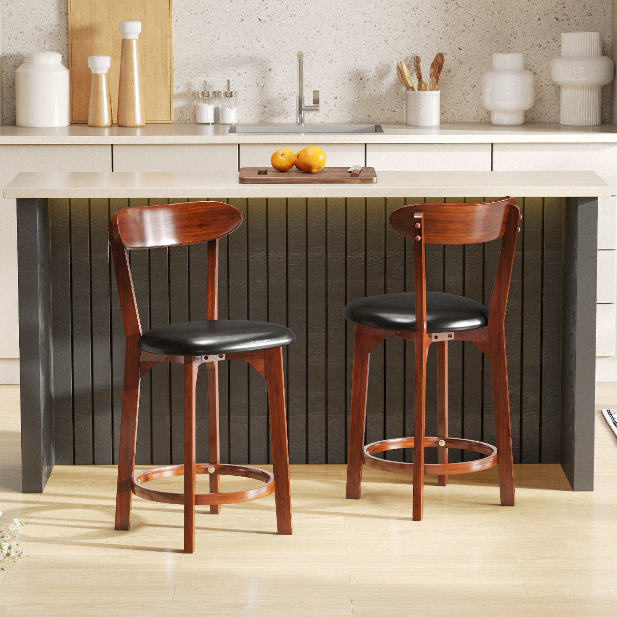 Set of 2 29 Inch Modern Armless Upholstered Cushioned Seat Island Dining Chairs for Kitchen