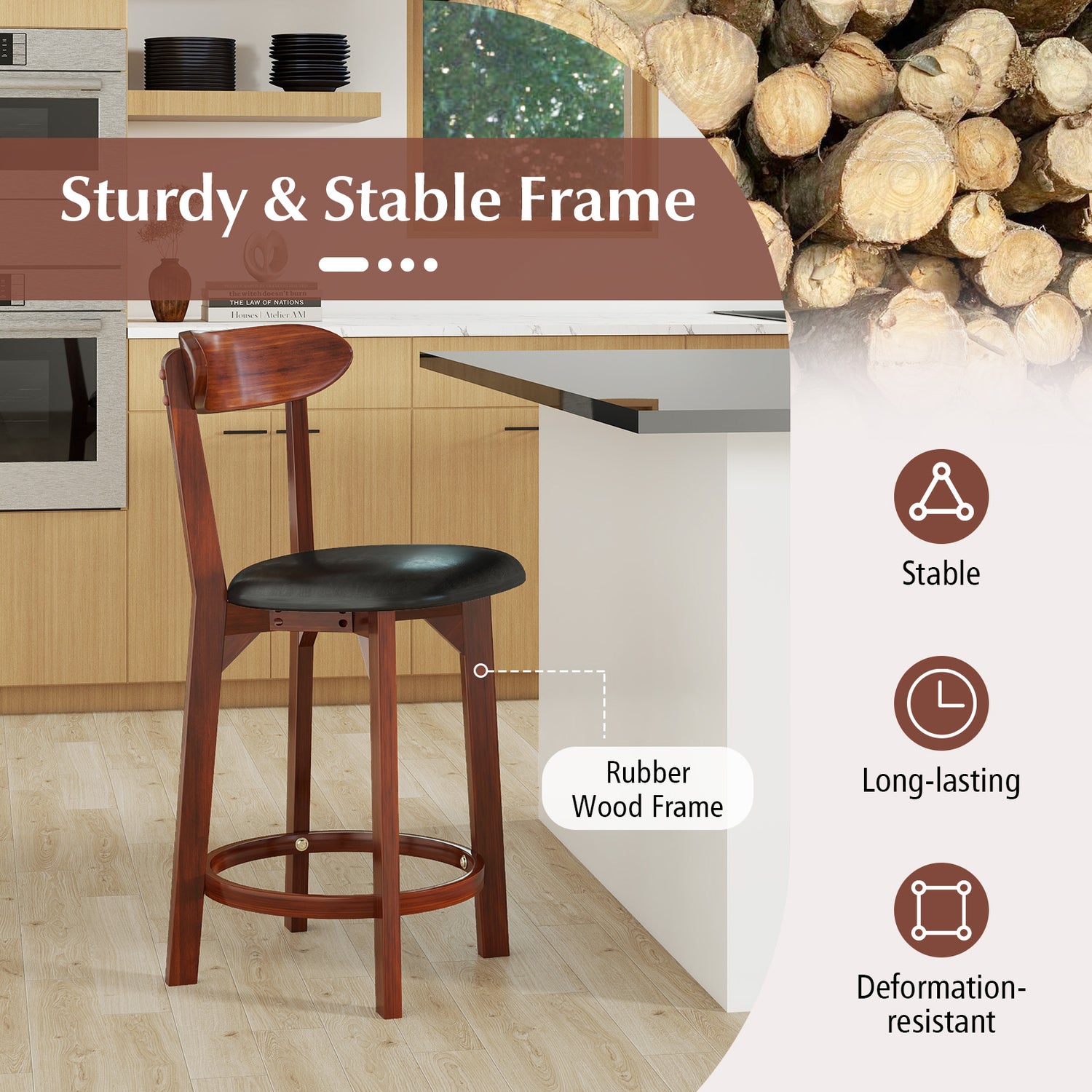 Set of 2 29 Inch Modern Armless Upholstered Cushioned Seat Island Dining Chairs for Kitchen