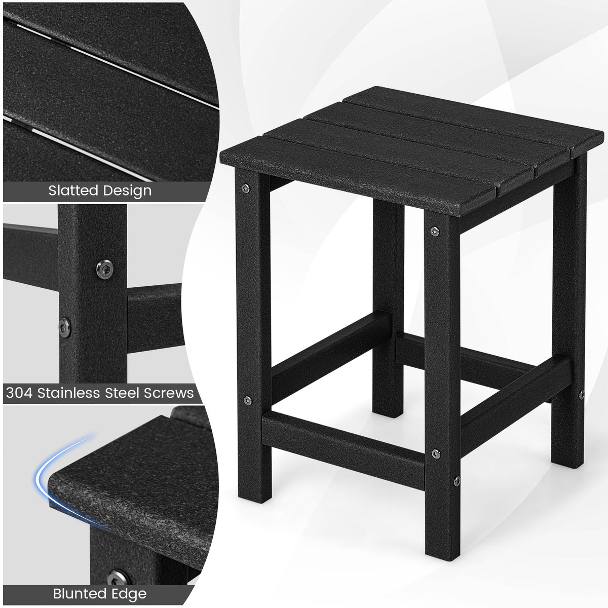 Set of 2 14 Inch Square Weather-Resistant Adirondack Side Table