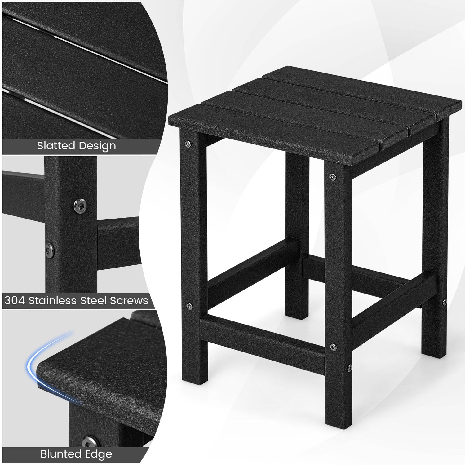 Set of 2 14 Inch Square Weather-Resistant Adirondack Side Table