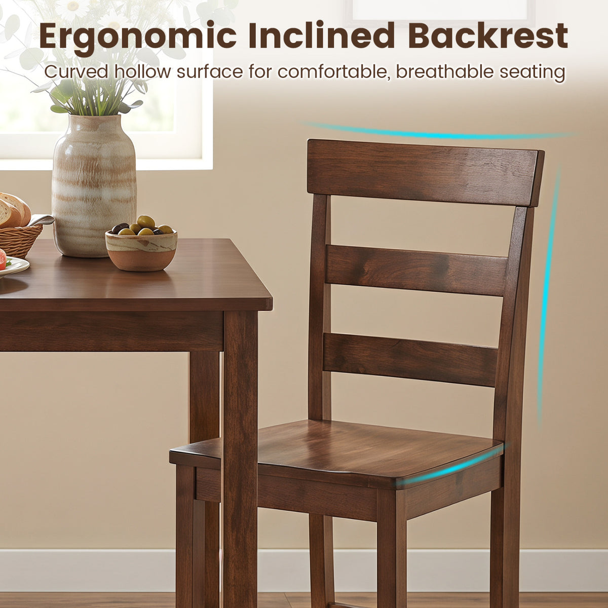 Set of 2/4 Counter Height Bar Stools with Rubber Wood Frame for Home Dining Room