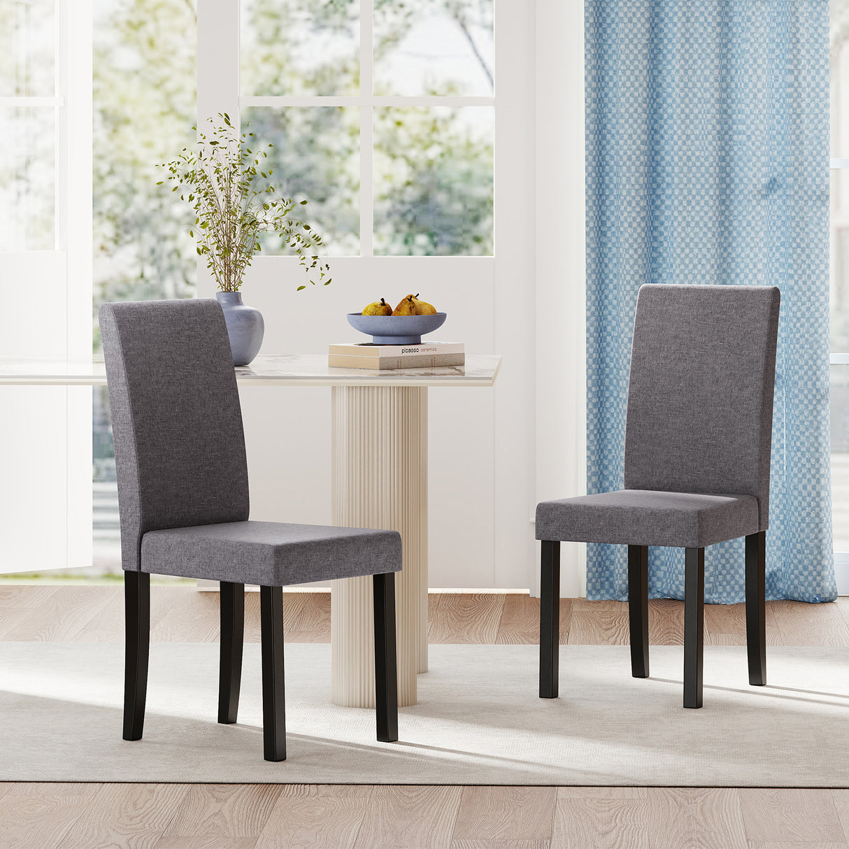 Set of 2 Dining Chair Mid-Century Modern Fabric Upholstered Parson Chairs